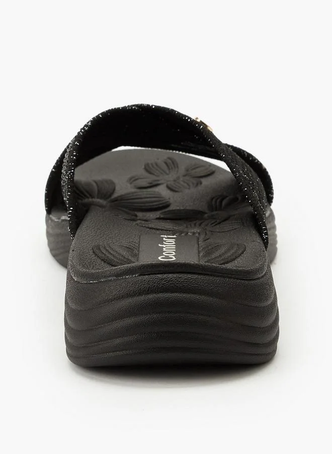 Le Confort BLACK Women Shimmering Accent Slip-On Sandals for Women | Best Price UAE