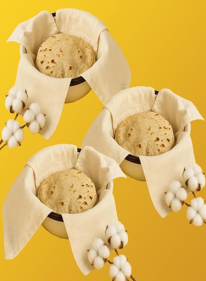 PRIMINI Cotton Roti Clothes Wrap with Flaps, Double Layer Cotton Cover for Chapati, Hot Case, Traditional Style Kitchen Chapati Wrap, Kitchen Roti Cover for Tiffin (Pack Of 3.) - Image 1