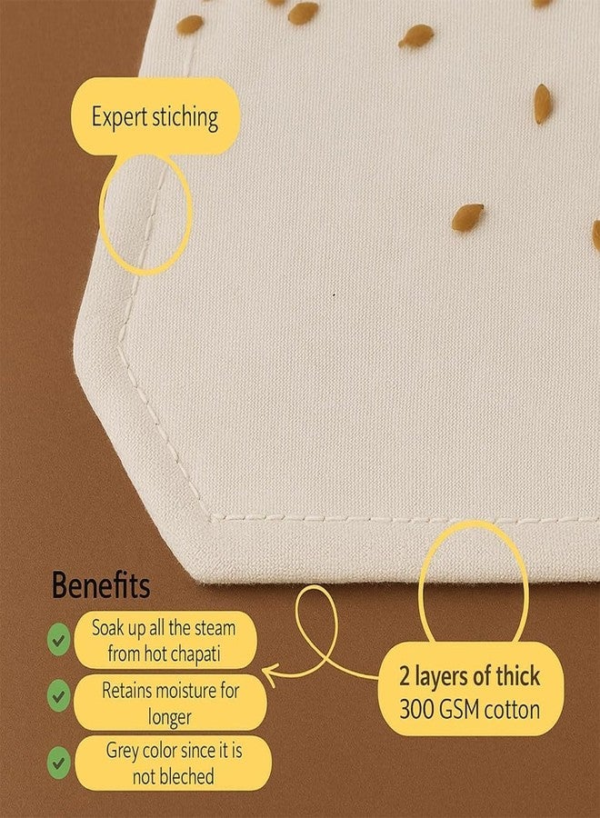 PRIMINI Cotton Roti Clothes Wrap with Flaps, Double Layer Cotton Cover for Chapati, Hot Case, Traditional Style Kitchen Chapati Wrap, Kitchen Roti Cover for Tiffin (Pack Of 3.) - Image 3
