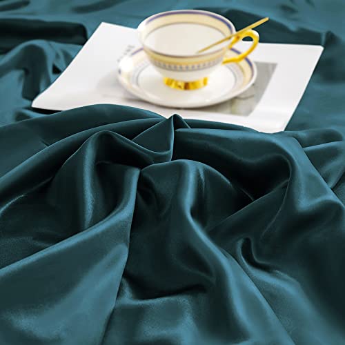 NSGZ Satin Sheets Twin XL - 3 Piece Set with Fitted, Flat Sheet & Pillowcases - Cooling, Extra Soft Satin - Teal - Image 3