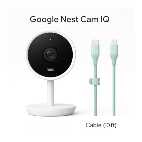 Google Nest Cam IQ Indoor Security Camera Replacement Unit 4K Sensor 1080p HD Supersight Assistant White Includes Camera Only 10 FT USBC to USBC Cable - Image 3