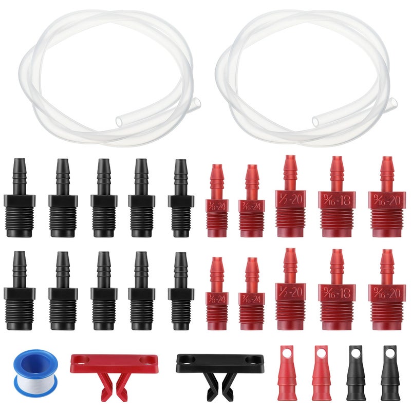 Enhon Master Cylinder Bleeder Kit Complete Brake Bleeder Kit with 22 in Clear Hose, Clip, PTFE Tape, SAE and Metric Fittings Universal Fit(29 Pcs) - Image 1