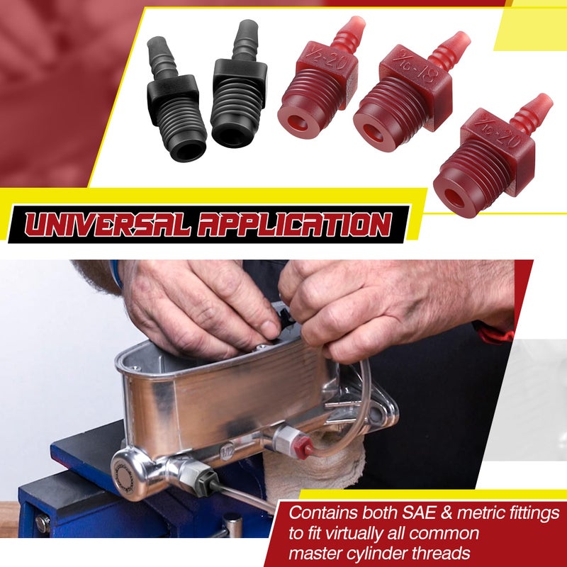 Enhon Master Cylinder Bleeder Kit Complete Brake Bleeder Kit with 22 in Clear Hose, Clip, PTFE Tape, SAE and Metric Fittings Universal Fit(29 Pcs) - Image 4