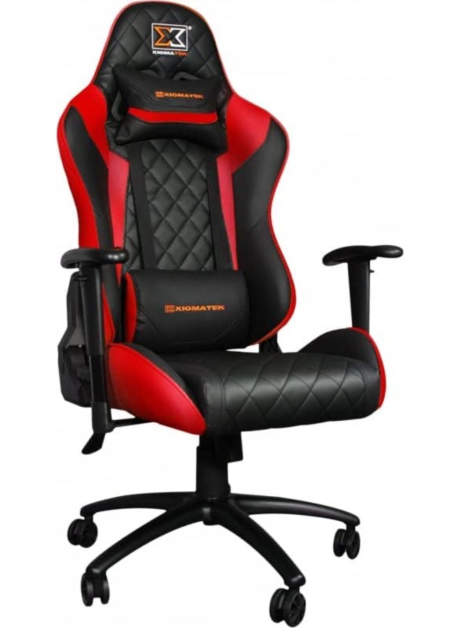 Xigmatek Hairpin Gaming Chair – Ergonomic Gaming Chair, 2D Adjustable Armrests, Butterfly Tilt Mechanism, Class 4 Gas Lift, Headrest & Lumbar Support Pillow, Black/Red | EN46690 - Image 2
