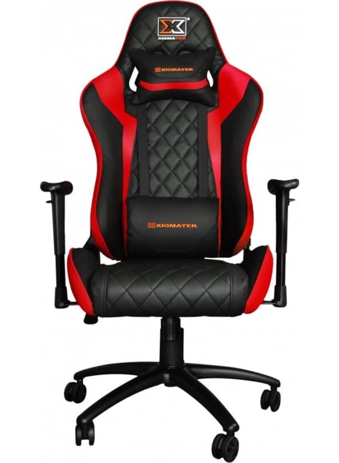 Xigmatek Hairpin Gaming Chair – Ergonomic Gaming Chair, 2D Adjustable Armrests, Butterfly Tilt Mechanism, Class 4 Gas Lift, Headrest & Lumbar Support Pillow, Black/Red | EN46690 - Image 1