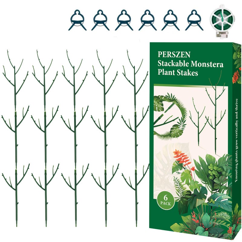 PERSZEN 15 Pack Stackable Plant Support Stakes, Garden Trellis for Climbing Plants Indoor and Outdoor Use, Plant Accessories for Potted Plants Monstera, Plant Sticks for Climbing Plant Stems - Image 1