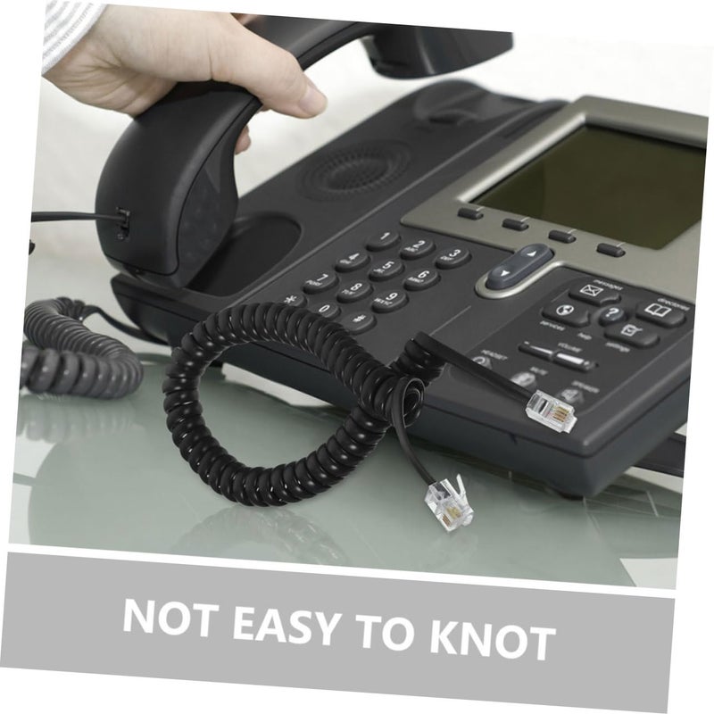 Coiled Telephone Cord Set 3 Pack Durable Black Landline Cable for Home Office - Image 3