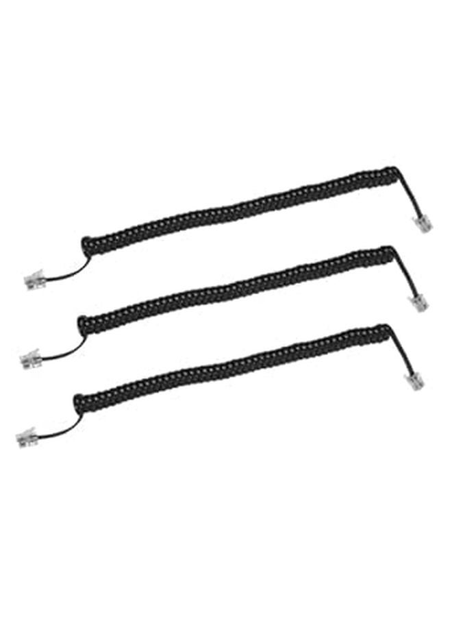 Coiled Telephone Cord Set 3 Pack Durable Black Landline Cable for Home Office - Image 1