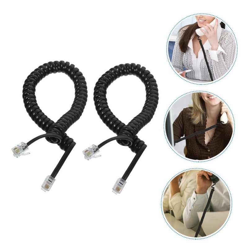 Coiled Telephone Cord Set 3 Pack Durable Black Landline Cable for Home Office - Image 5