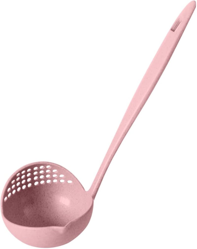 Kitchen Strainer Spoon - Ideal for Soup, Broths, Meatballs and Any Food with Broth or Consomme - Strainer Scoop Colander (Pink)