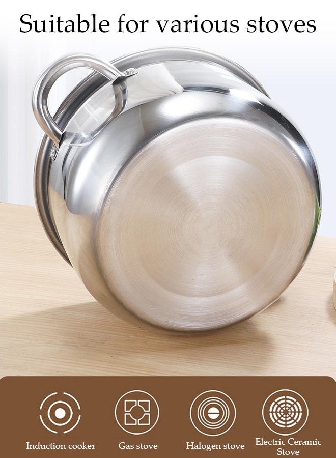 DUNISO 5-Piece Stainless Steel Pot Set,Non Stick Cookware Set with Handles,Double Ear Thickened Soup Pot Set With Steel Lid Cover,Sturdy and Durable,Easy to Clean,for Home Kitchen Camp,18/20/22/24/26cm - Image 5