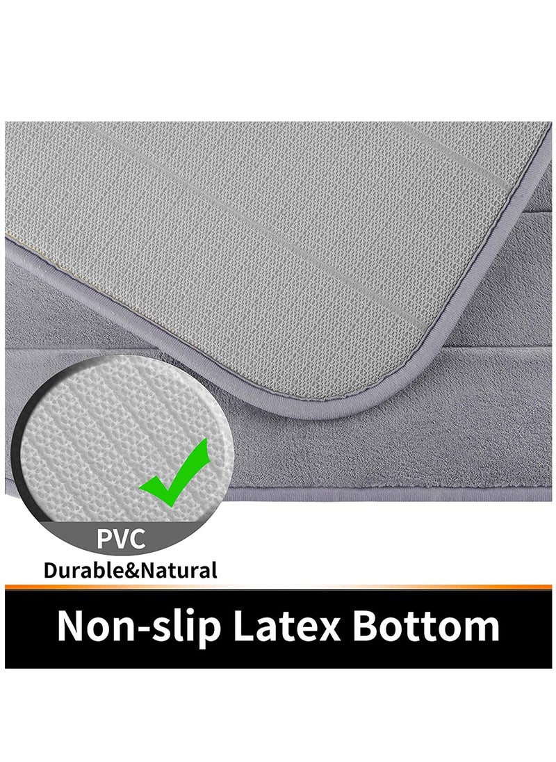HomarKet 2-piece Soft Velvet Non Slip Floor Mat Set for Kitchen and Bathroom,Grey  - Image 5
