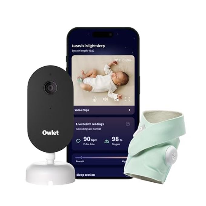 Owlet Dream Duo (Gen 3) Smart Baby Monitor All-In-One Bundle 2K Hd Video Baby Monitor With Alerts & Owlet Dream Sock Tracks BabyS Oxygen, Heart Rate & Sleep | Health Insights Via App | Mint - Image 1