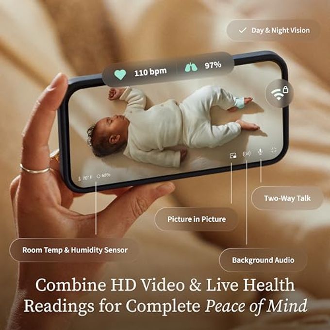 Owlet Dream Duo (Gen 3) Smart Baby Monitor All-In-One Bundle 2K Hd Video Baby Monitor With Alerts & Owlet Dream Sock Tracks BabyS Oxygen, Heart Rate & Sleep | Health Insights Via App | Mint - Image 3