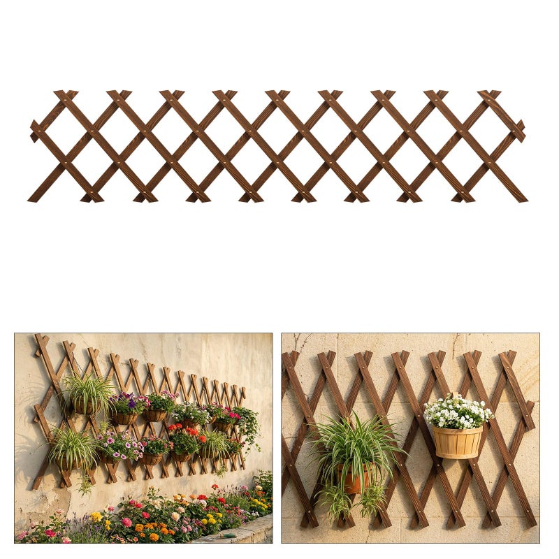 Tilinyan & one Expandable Garden Trellis, 13.2" x 63" Trellis for Climbing Plants Outdoor, Wooden Lattice Fence Wall Panel Lattice Panels for Outside, for Climbing Plants Vine Ivy Rose Cucumbers Clematis - Image 1