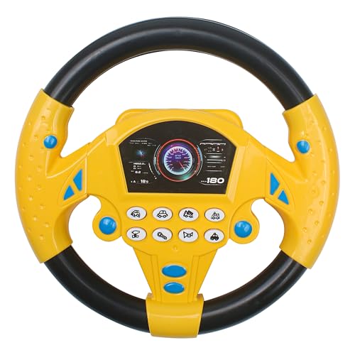Marsrut Steering Wheel Simulated Toy for Kids Babies 3 Years Old Small Electronic Simulated Driving Driver Racing Toy with Sound Yellow - Image 1