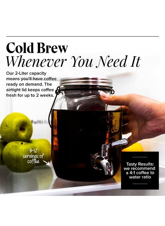Willow & Everett The Original Cold Brew on Tap 2.0-2 Liter Cold Brew Coffee Maker and Dispenser - Brewed Iced Coffee Maker - Glass Cold Brew Maker … - Image 2