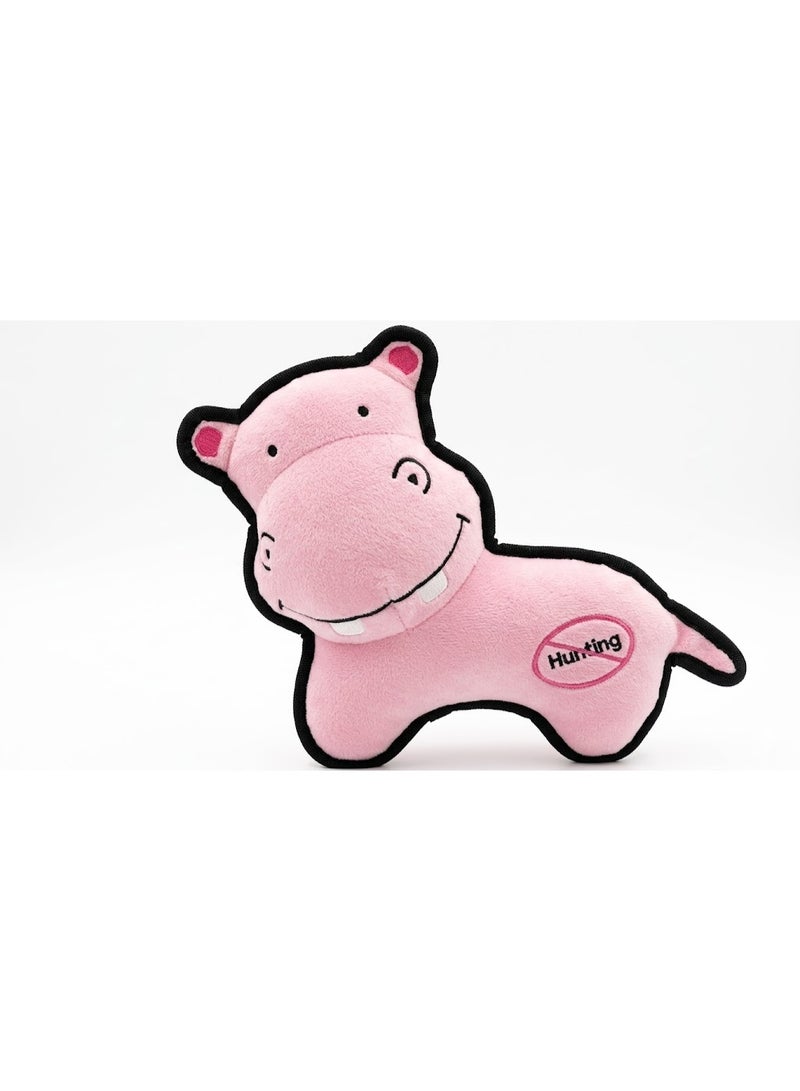 Hunting Pink Hippo Plush Dog Toy, Soft Stuffed Animal Pet Toy - Image 2
