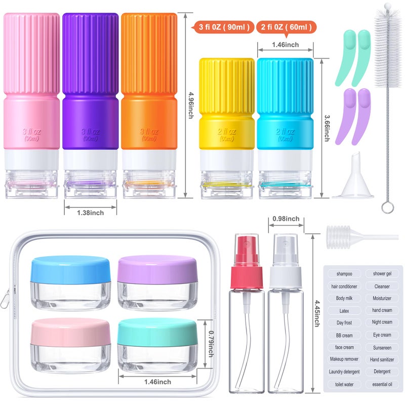 Tocelffe 19 pack Travel Bottles for Toiletries,TSA Approved Silicone Travel Containers for Toiletries,Leak Proof 3oz Refillable Liqus Shampoo And Conditioner Travel Essentials toiletr - Image 2