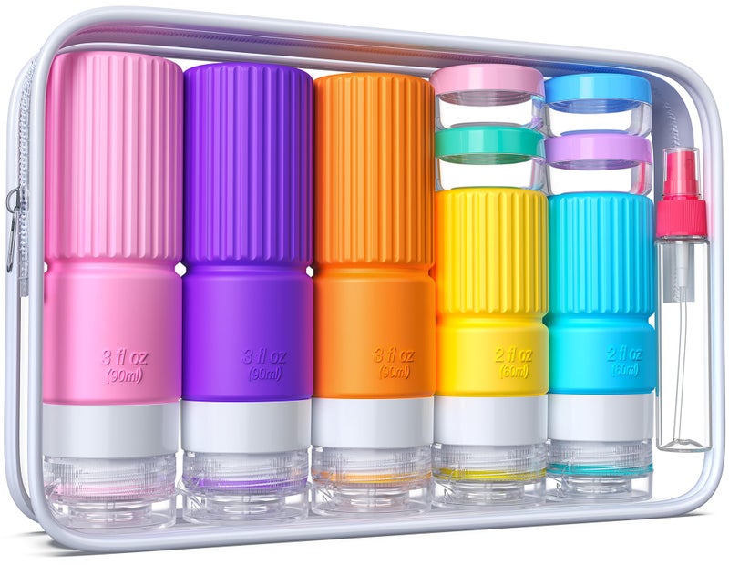 Tocelffe 19 pack Travel Bottles for Toiletries,TSA Approved Silicone Travel Containers for Toiletries,Leak Proof 3oz Refillable Liqus Shampoo And Conditioner Travel Essentials toiletr - Image 1