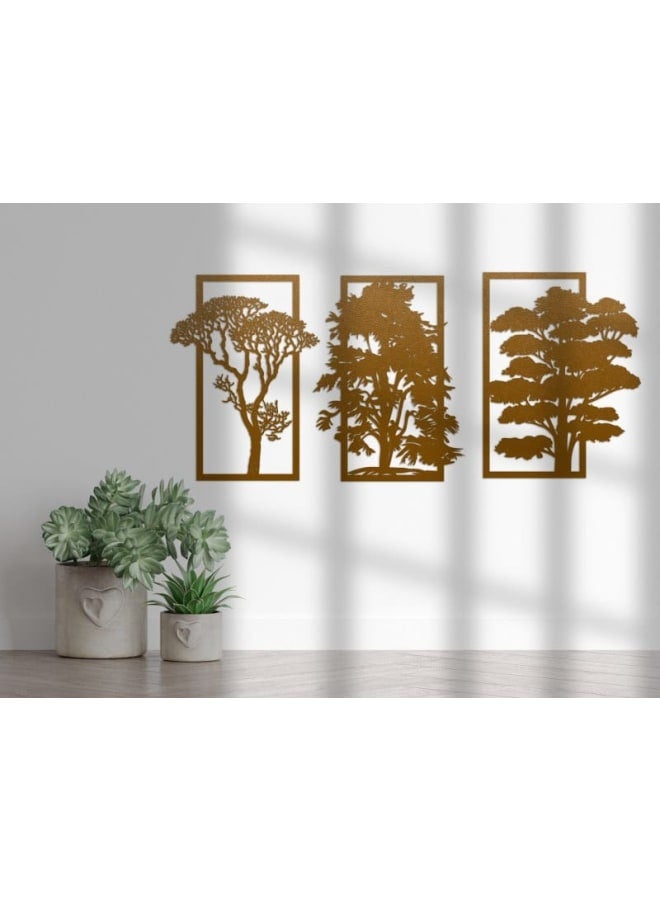 هوم جاليري لوحة فنية جدارية خشبية مقطوعة بالليزر ثلاثية الأشجار - Image 1