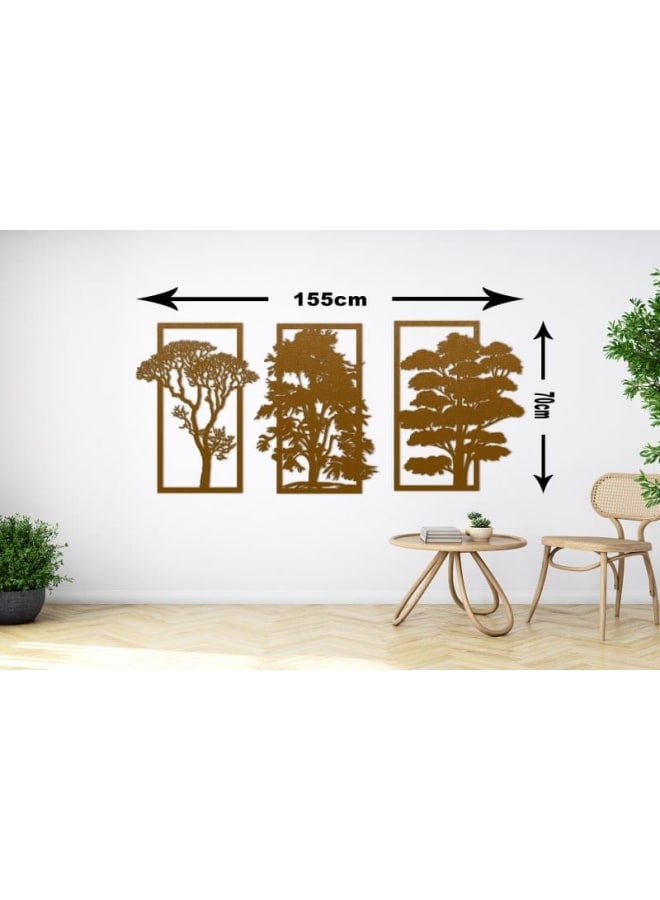 هوم جاليري لوحة فنية جدارية خشبية مقطوعة بالليزر ثلاثية الأشجار - Image 3