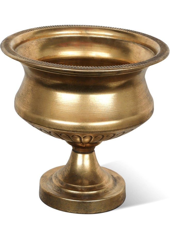 WORTH 8" H. Gold Color Urn Vase for Centerpieces, 11.8" Dia. Classic Metal Trumpet Small Flower Pot for Table, Bowl Vase for Wedding Party Event Home Decor - Image 1