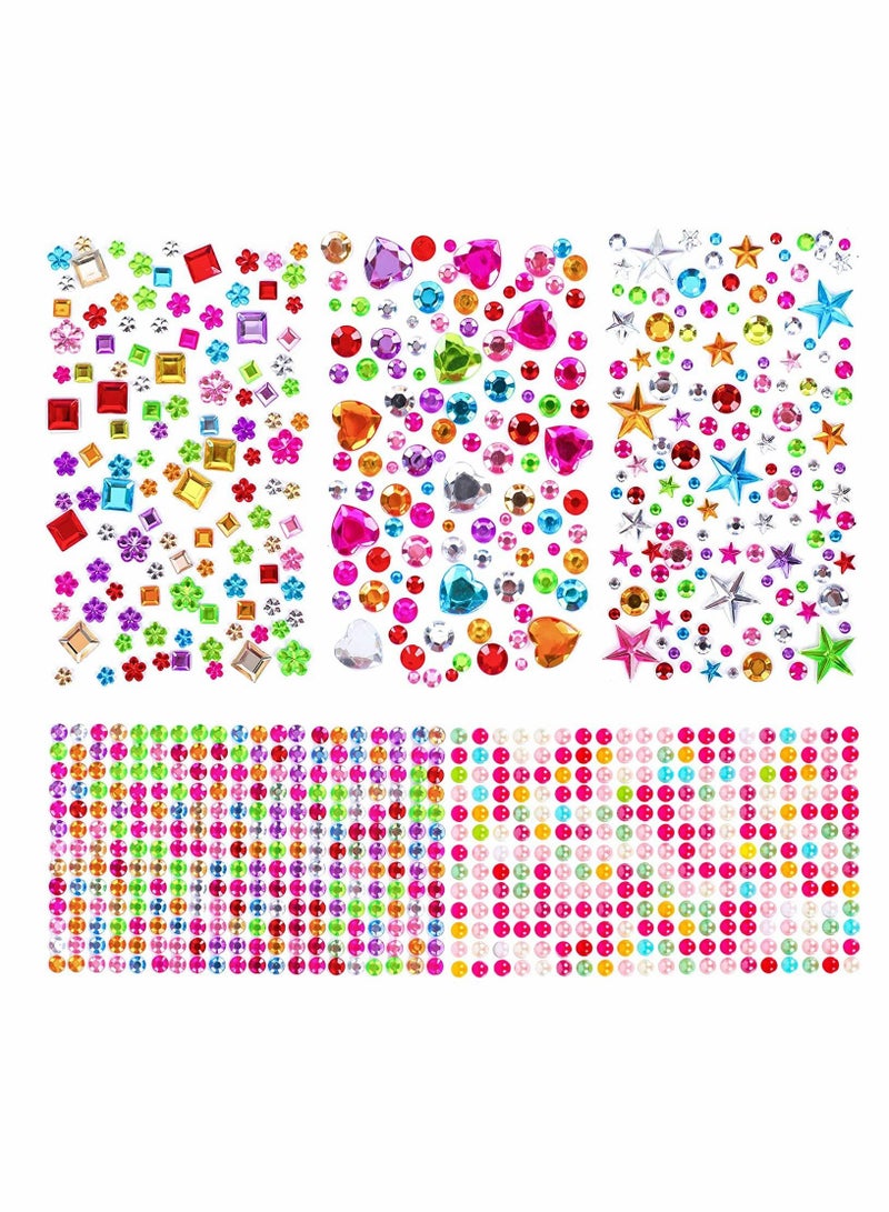 NIBEMINENT 880pcs Gem Stickers Rhinestones for Crafts Self Adhesive Jewels Acrylic Gems DIY Craft Decorative Diamond Small Kids - Image 1