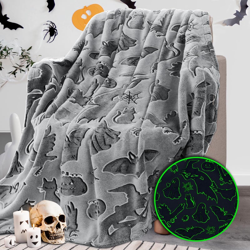 REXEO Throw Blanket Kids Soft Fleece Blankets Black Cat Halloween Throw Blanket 5060