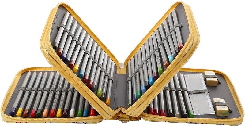 Lbxgap Portable Colored Printing Pattern Pencil Case Holds 72 pcs Pencils Bag Organizer with Handy Wrap Portable- Multilayer Holder for Watercolor Pens or Markers, Pencil Case Organizer for Artist - Image 2