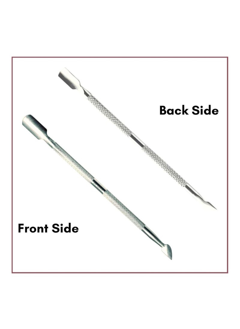 Generic - Nail Art Double Side Stainless Steel Cuticle Pusher Double Head Spoon Remover Tools For Manicure Nail Art Care Pusher - Image 1