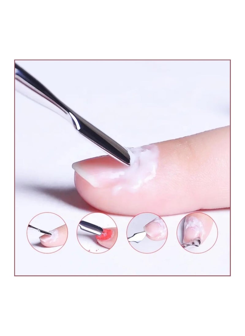 Generic - Nail Art Double Side Stainless Steel Cuticle Pusher Double Head Spoon Remover Tools For Manicure Nail Art Care Pusher - Image 1