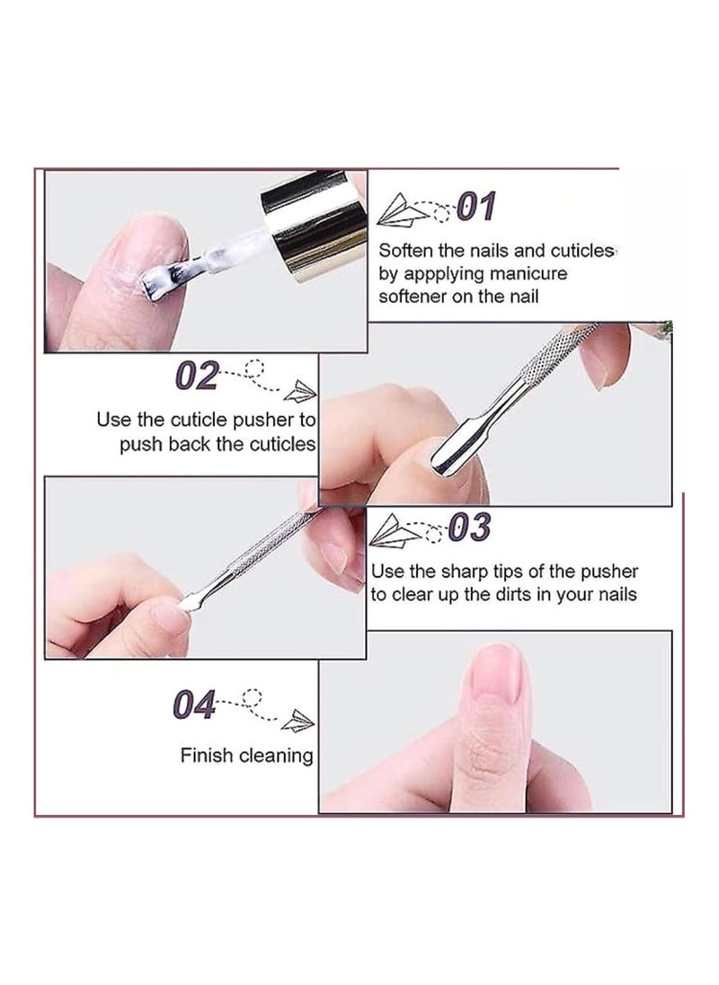 Generic - Nail Art Double Side Stainless Steel Cuticle Pusher Double Head Spoon Remover Tools For Manicure Nail Art Care Pusher - Image 1