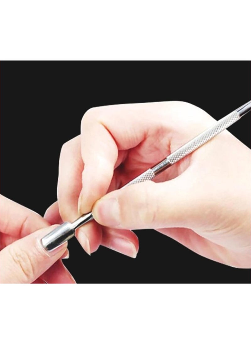 Generic - Nail Art Double Side Stainless Steel Cuticle Pusher Double Head Spoon Remover Tools For Manicure Nail Art Care Pusher - Image 1