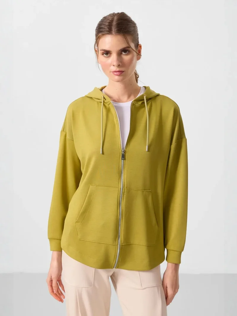 TOMMYLIFE TOMMY Oversized Hooded Long-sleeve Zip Tunic Top
