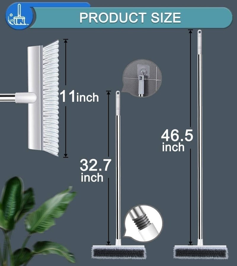 OOSARY stainless steel Bathroom Cleaning Brush with Wiper 2 in 1 Tiles Cleaning Brush Floor Scrub Brush with Long Handle White scrubbing Cleaning Brush (Pack of 1 Heavy Quality, Original, 2 in 1) - Image 5