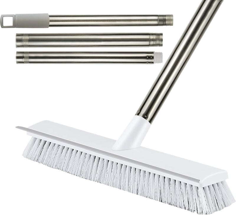OOSARY stainless steel Bathroom Cleaning Brush with Wiper 2 in 1 Tiles Cleaning Brush Floor Scrub Brush with Long Handle White scrubbing Cleaning Brush (Pack of 1 Heavy Quality, Original, 2 in 1) - Image 4