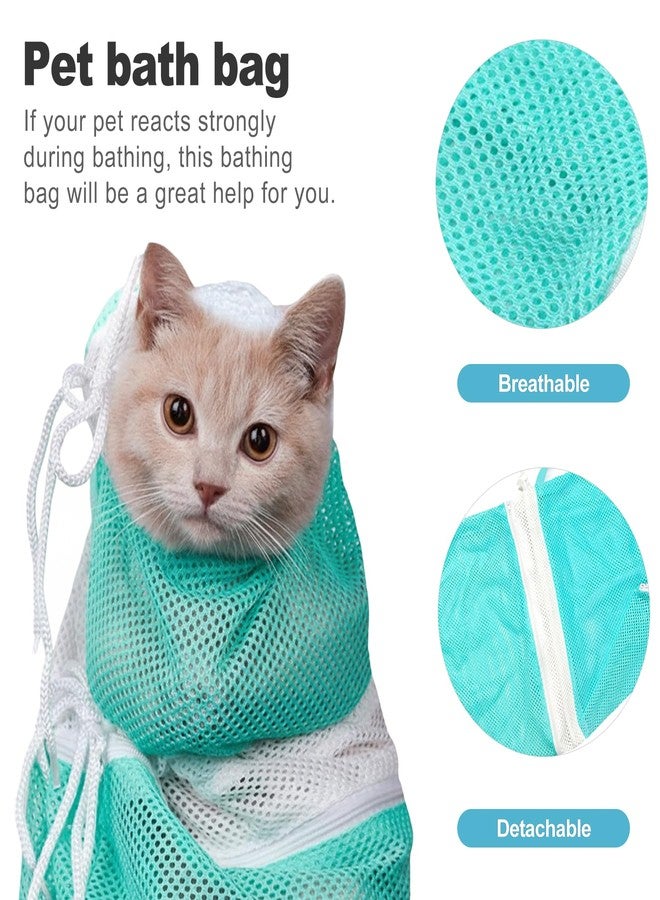 CoguZed 1-Piece Adjustable Anti-Scratch Mesh Cat Bathing Bag – Air-Ventilated Comfortable & Secure Design for Bathing, Grooming & Nail Trimming (Soft Mesh Padding, Non-Slip Base) - Image 3
