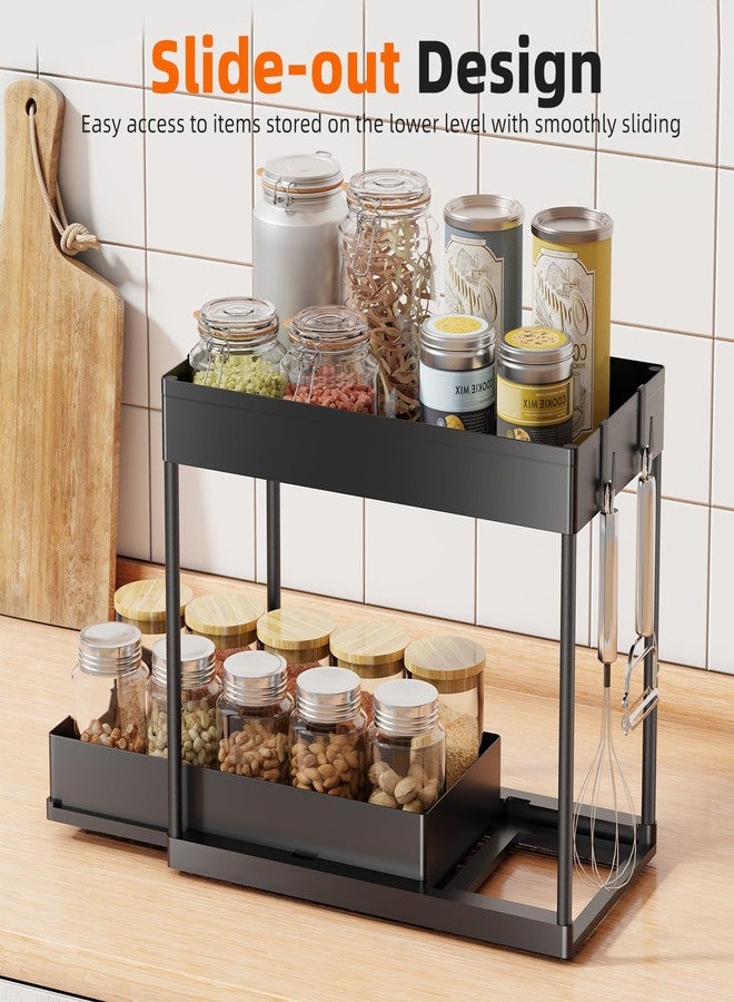 Simple Trending Under Sink Organizer 2 Pack, Sink Pull-Out Sliding Storage Cabinet, 2-Tier Under Shelf Organizer for Kitchen Bathroom, Black - Image 4