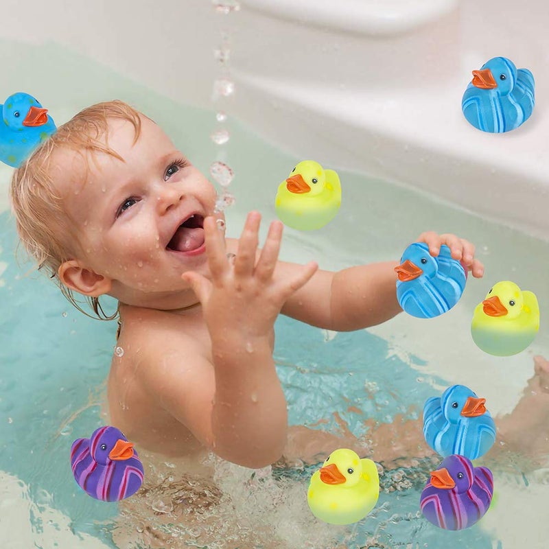 ArtCreativity Multicolored Pattern Rubber Duckies for Kids, Pack of 12 Cute Duck Bath Tub Pool Toys, Fun Carnival Supplies, Birthday Party Favors for Boys and Girls - Image 4