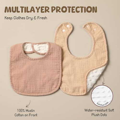 POIKSHARK Muslin Baby Bibs for Unisex Boys Girls, Soft Cotton Baby Drool Bibs, Drooling and Teething Bibs for Infant, Newborn - Image 2