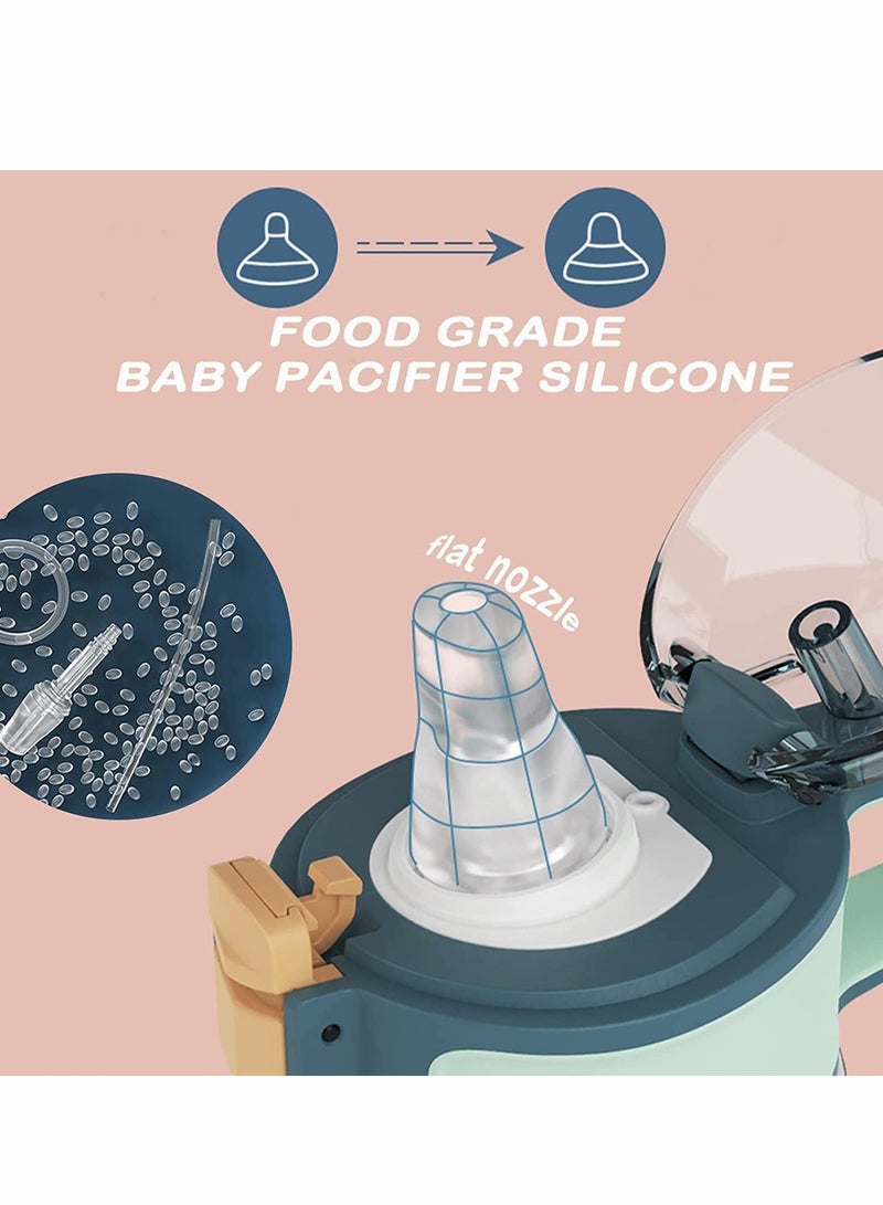 Zikra زجاجة ماء للأطفال مع قشة، زجاجة ماء سعة 450 مل مع مقبض قياس خالية من BPA للمدرسة، فوهة مصاصة للأطفال، كوب بلاستيكي بمقياس، غطاء قابل للطي، كوب شرب مع قشة (أحمر) - Image 4