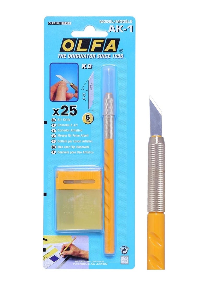 OLFA AK-1 Art Cutter Knife With A Pack Of 25 Refill Blades - Image 1