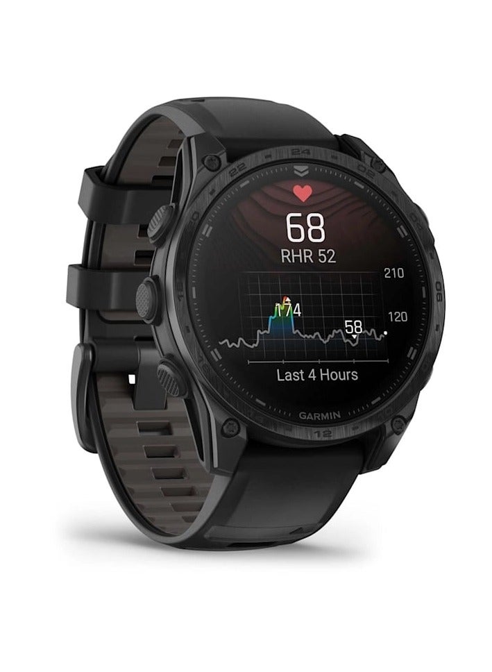 GARMIN Tactix 8 -47MM - 1.4" Amoled - Sapphire Lens with Applied Ballistics Ultralight Solver, DLC Titanium With Black/Pebble Grey Silicone Band Black - Image 3