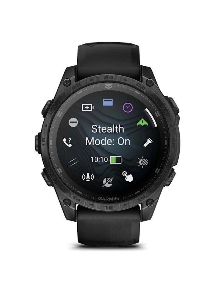GARMIN Tactix 8 -47MM - 1.4" Amoled - Sapphire Lens with Applied Ballistics Ultralight Solver, DLC Titanium With Black/Pebble Grey Silicone Band Black - Image 4