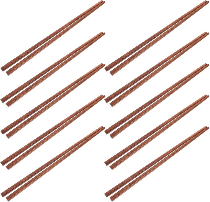 10 Pairs Natural Wood Chopsticks 25cm Heat Resistant Reusable Dishwasher Safe Chinese Cooking Chopstick Set for Family and Hot Pot - Image 1