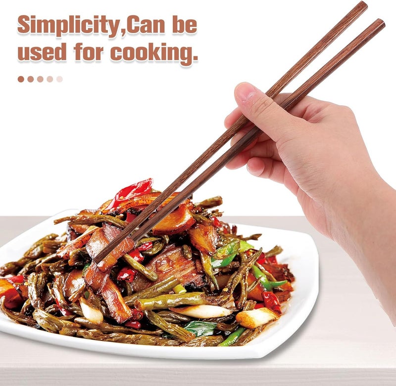 10 Pairs Natural Wood Chopsticks 25cm Heat Resistant Reusable Dishwasher Safe Chinese Cooking Chopstick Set for Family and Hot Pot - Image 3