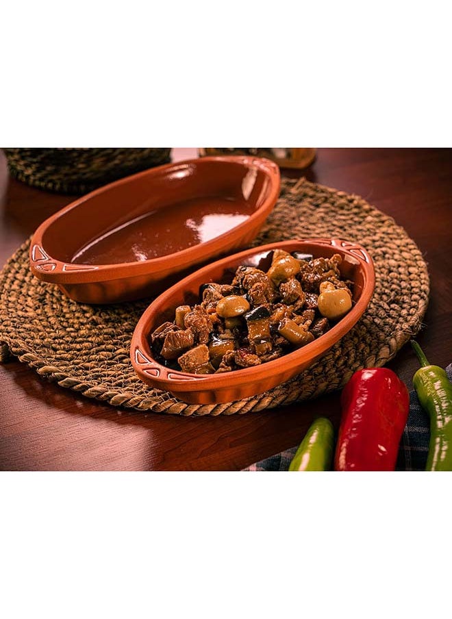 luksYol - Handmade Clay Cookware for Mexican, Indian, and Korean Dishes - Glazed Pottery Pan with Handles - 2 Pcs - Cooking, Baking, and Serving in Style with Authentic Clay Cookware - Image 1