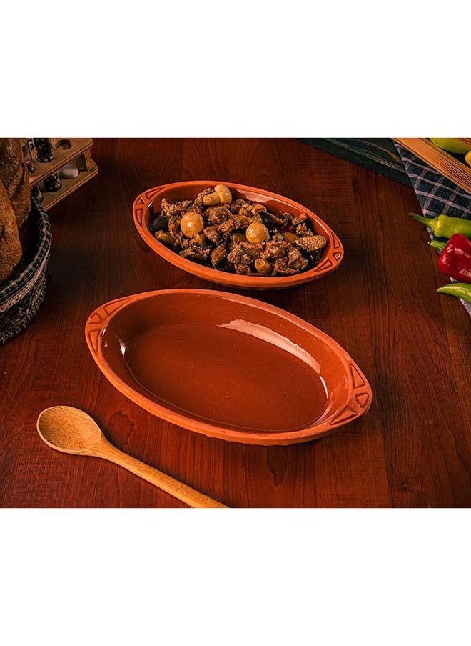 luksYol - Handmade Clay Cookware for Mexican, Indian, and Korean Dishes - Glazed Pottery Pan with Handles - 2 Pcs - Cooking, Baking, and Serving in Style with Authentic Clay Cookware - Image 1
