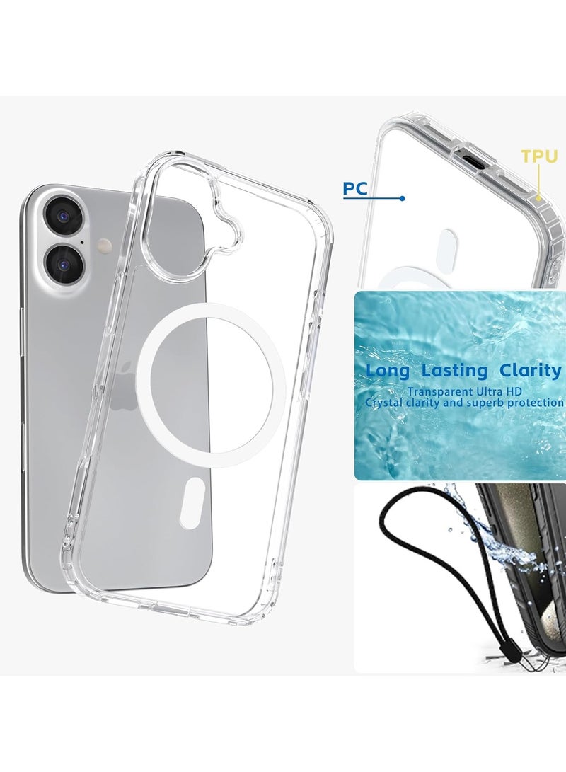 iPhone 16 Plus Clear Magnetic Cover Mag Safe Compatible Hybrid Protective Crystal Clear Hard Back Case Shockproof TPU Frame Slim Transparent Case for Apple iPhone 16 Plus  - Image 5
